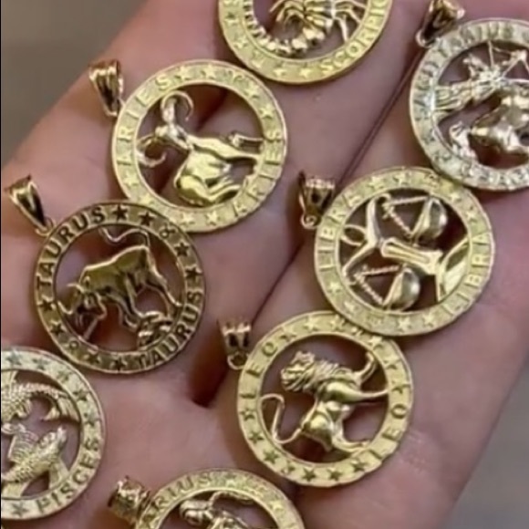 Birthmonth Horoscope Pendant Round 14k Solid Gold all months available - Picture 4 of 7